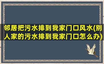 邻居把污水排到我家门口风水(别人家的污水排到我家门口怎么办)