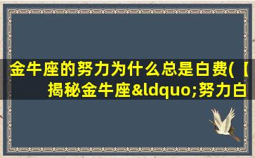 金牛座的努力为什么总是白费(【揭秘金牛座“努力白费”的原因】)