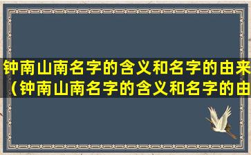 钟南山南名字的含义和名字的由来（钟南山南名字的含义和名字的由来是什么）