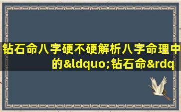 钻石命八字硬不硬解析八字命理中的“钻石命”概念