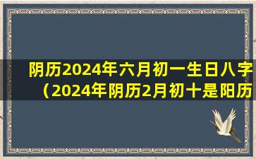 阴历2024年六月初一生日八字（2024年阴历2月初十是阳历几号）