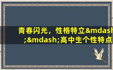 青春闪光，性格特立——高中生个性特点