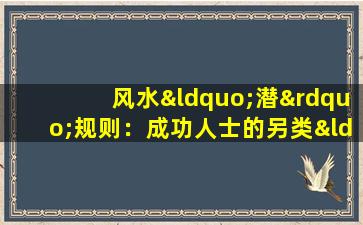 风水“潜”规则：成功人士的另类“商业经”(成功人士的另类商业经——风水“潜”规则)