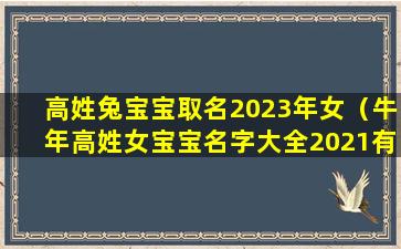 高姓兔宝宝取名2023年女（牛年高姓女宝宝名字大全2021有寓意）