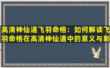 高清神仙道飞羽命格：如何解读飞羽命格在高清神仙道中的意义与影响