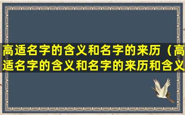 高适名字的含义和名字的来历（高适名字的含义和名字的来历和含义）