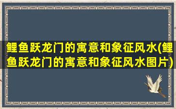 鲤鱼跃龙门的寓意和象征风水(鲤鱼跃龙门的寓意和象征风水图片)