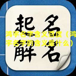 鸿宇名字含义百度（鸿宇名字的含义是什么）