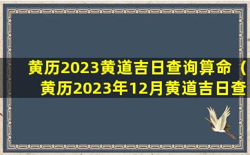 黄历2023黄道吉日查询算命（黄历2023年12月黄道吉日查询）