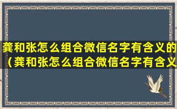 龚和张怎么组合微信名字有含义的（龚和张怎么组合微信名字有含义的女孩）